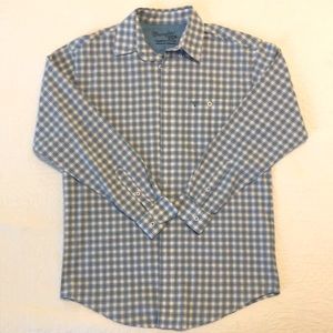 Men’s Wrangler 20X Blue Plaid Long Sleeve Button Down Shirt Size Large